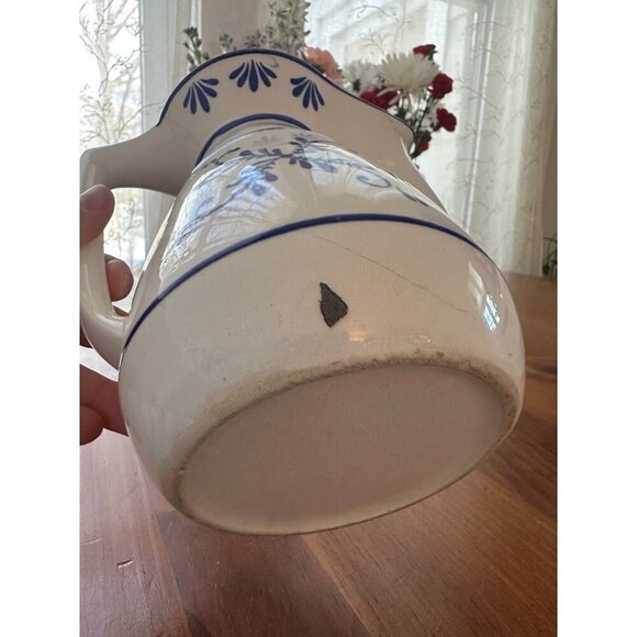 Vintage Ceramic Coffee Pitcher – Blue Floral Design, 10” Tall - Picture 10 of 12
